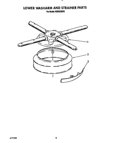 Lower washarm and strainer