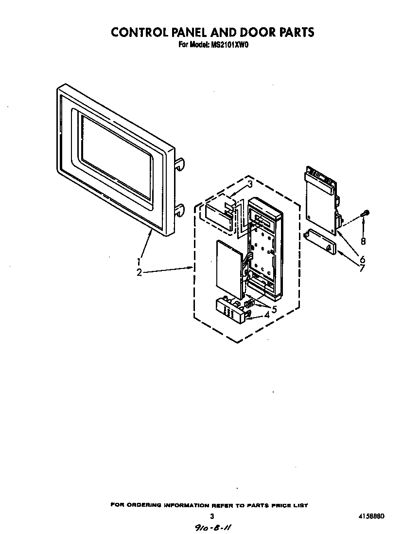 Control panel and door