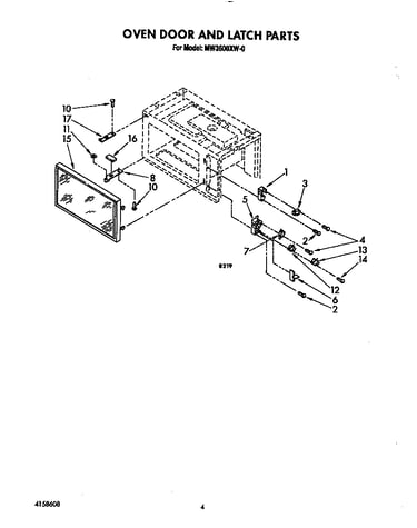 Oven door and latch
