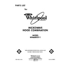 Whirlpool MH6600XV1 front cover diagram