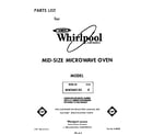 Whirlpool MW3601XS0 front cover diagram
