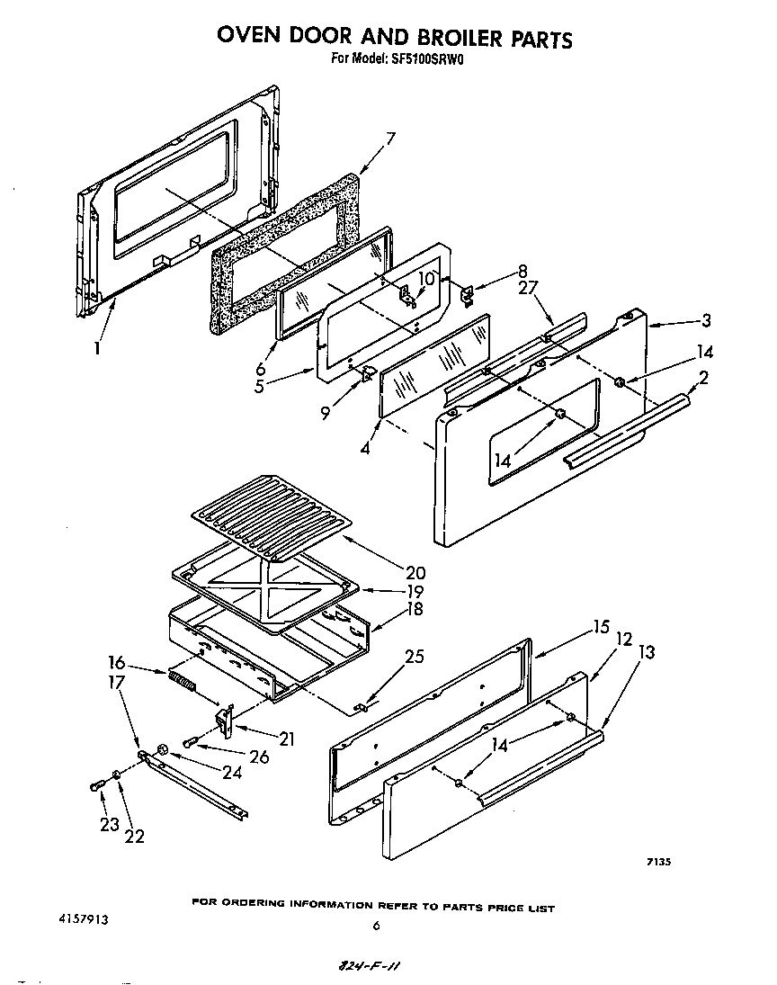 Oven door and broiler