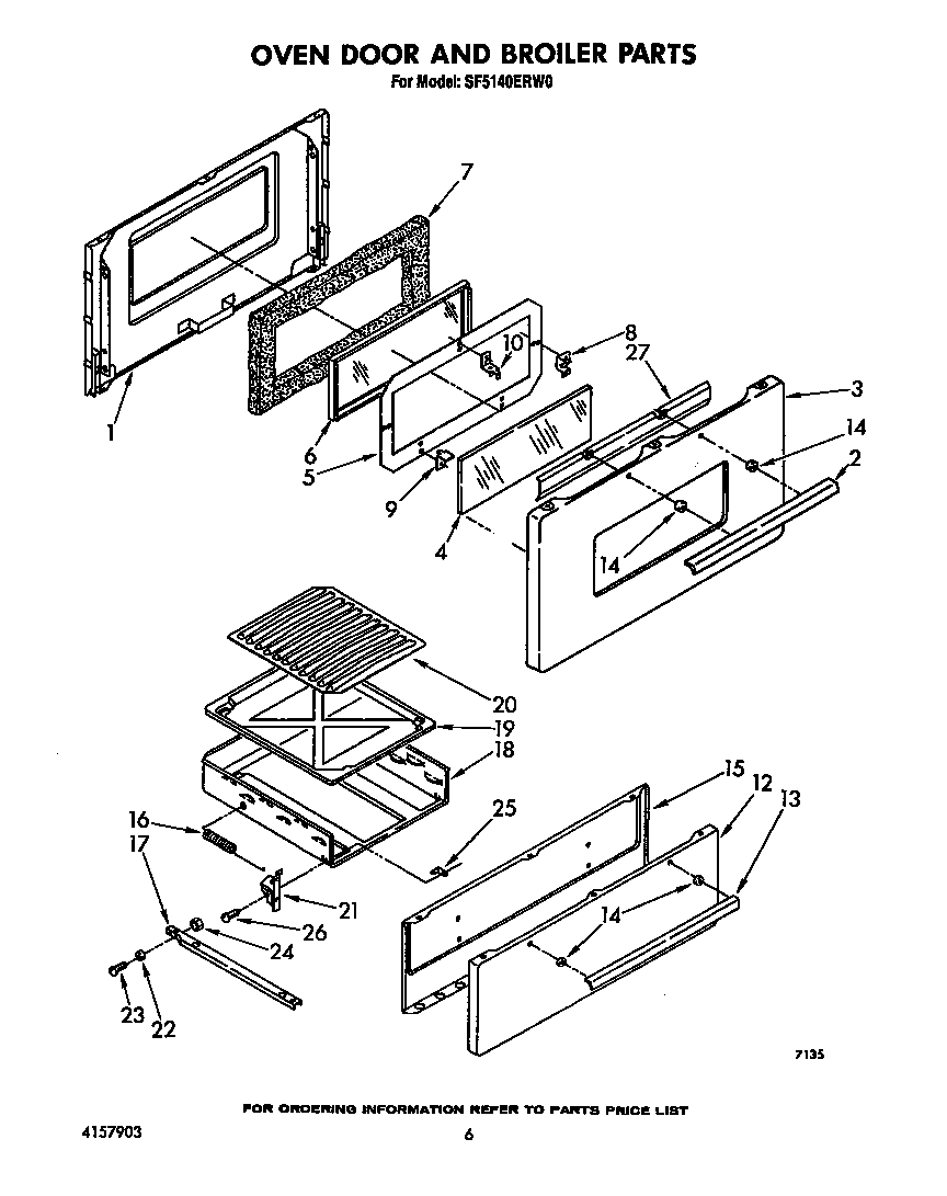 Oven door and broiler