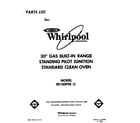 Whirlpool SB100PSR0 front cover diagram