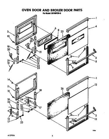 Oven door and broiler door