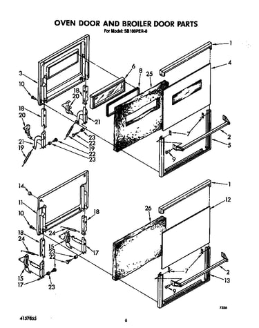 Oven door and broiler door