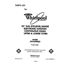 Whirlpool SE950PERW0 front cover diagram