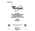 Whirlpool SF3020SRW0 front cover diagram