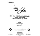 Whirlpool SF3100SRW0 front cover diagram