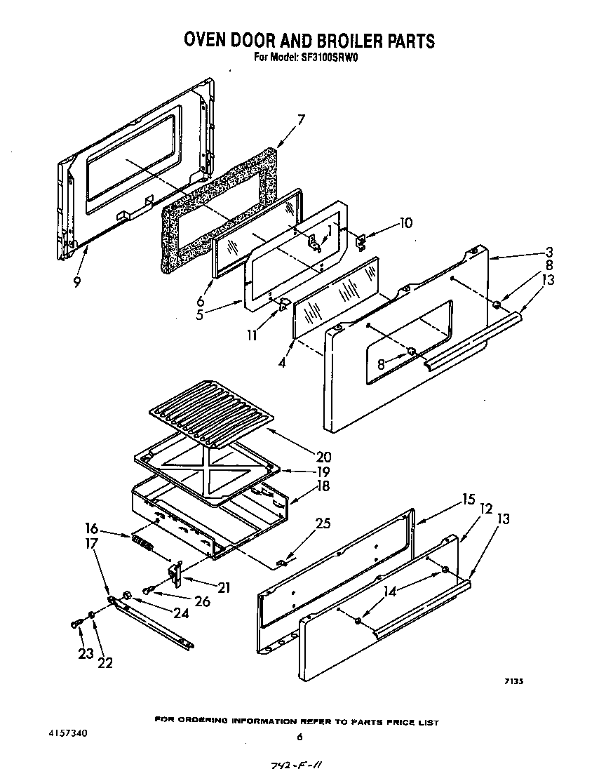Oven door and broiler