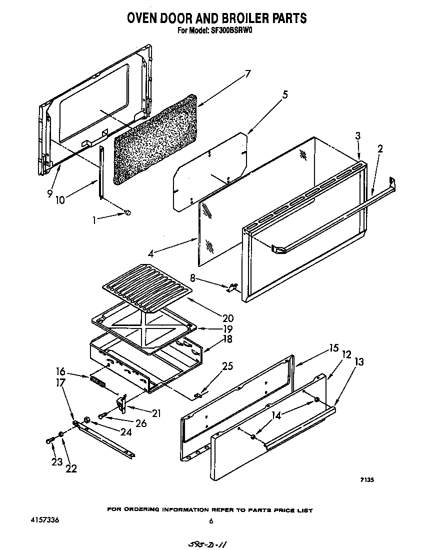 Oven door and broiler