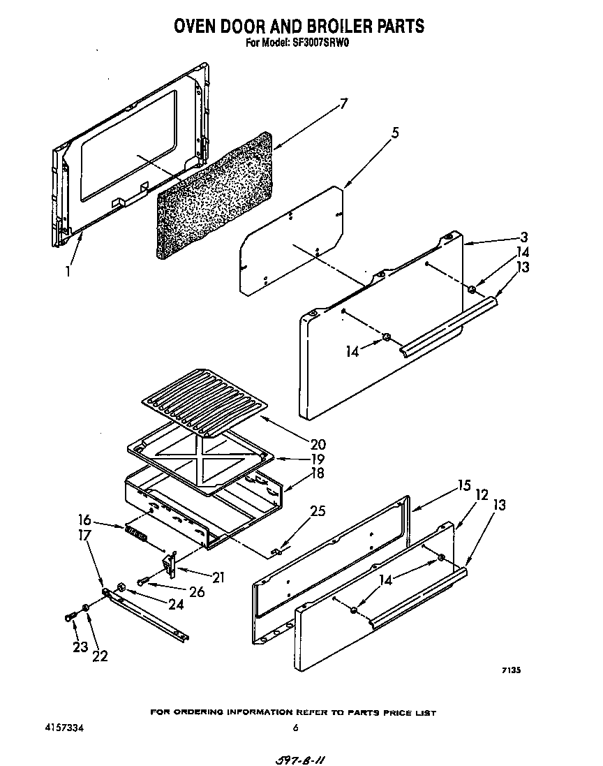 Oven door and broiler