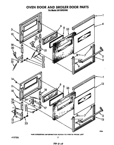 Oven door and broiler door