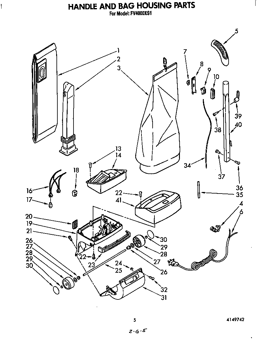 HANDLE AND BAG HOUSING