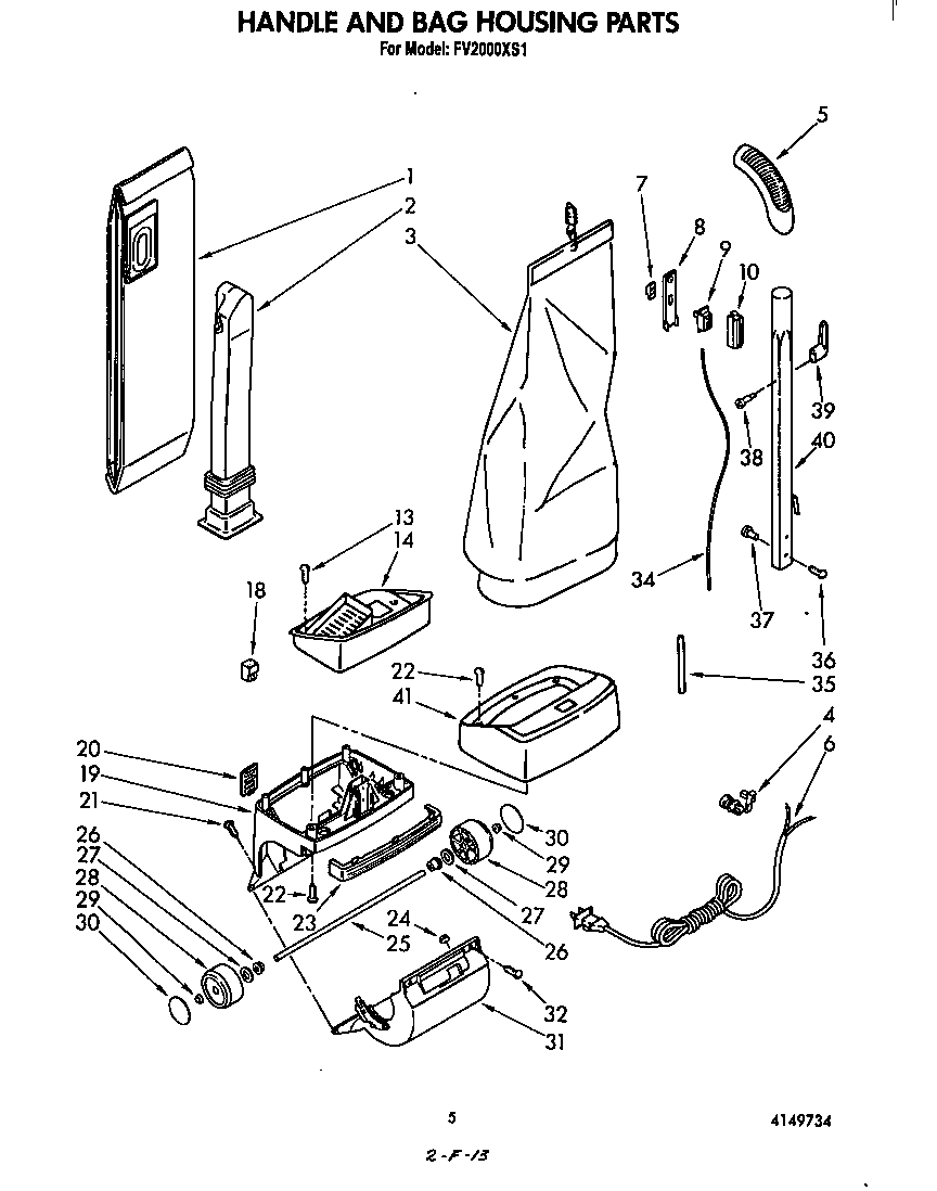 Handle and bag housing