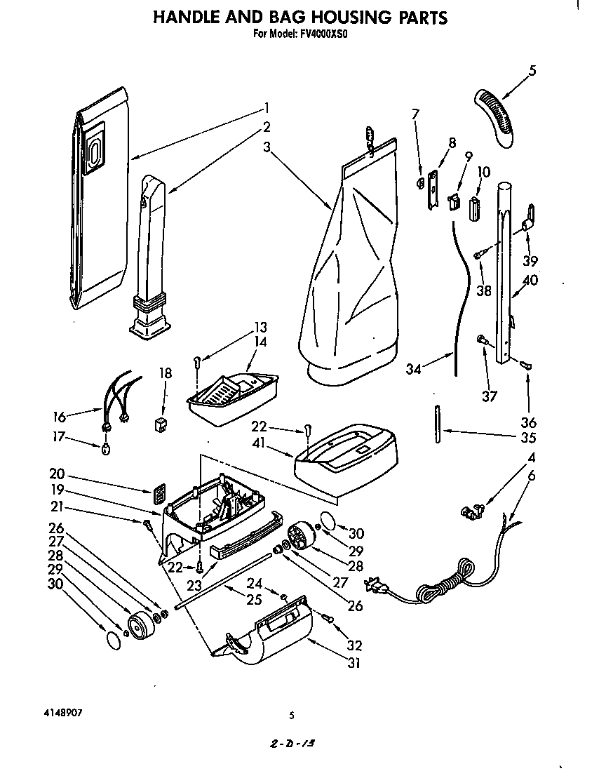Handle and bag housing