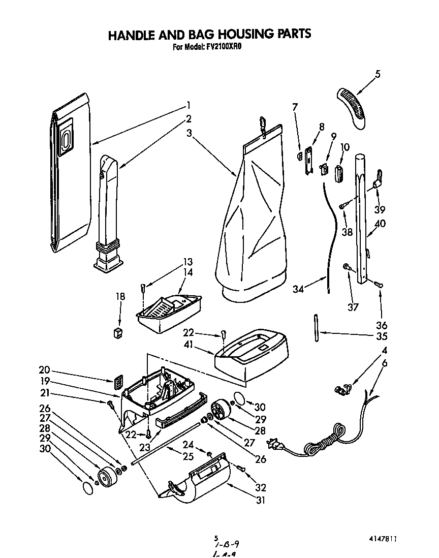 Handle and bag housing