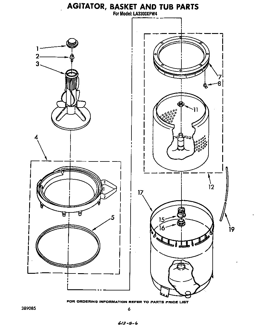 AGITATOR, BASKET, AND TUB