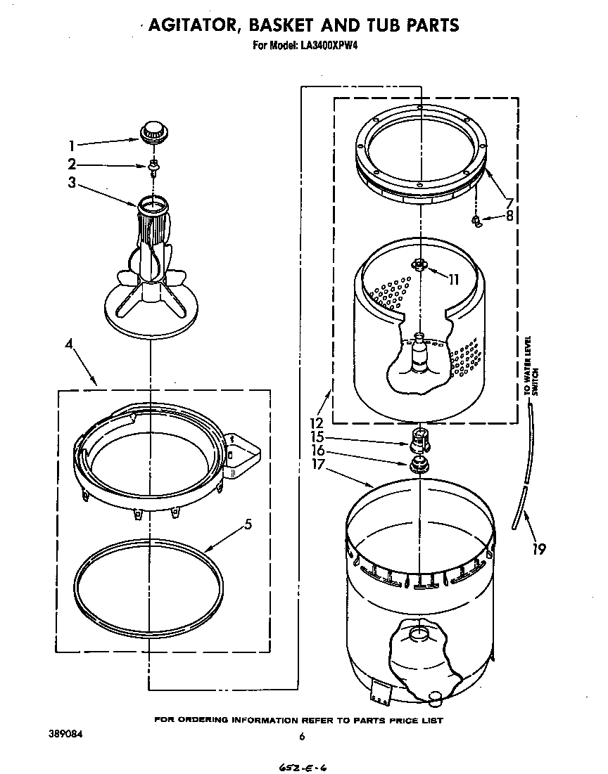 AGITATOR, BASKET AND TUB