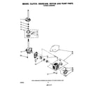 Whirlpool LA5000XPW5 brake, clutch, gearcase, motor and pump diagram