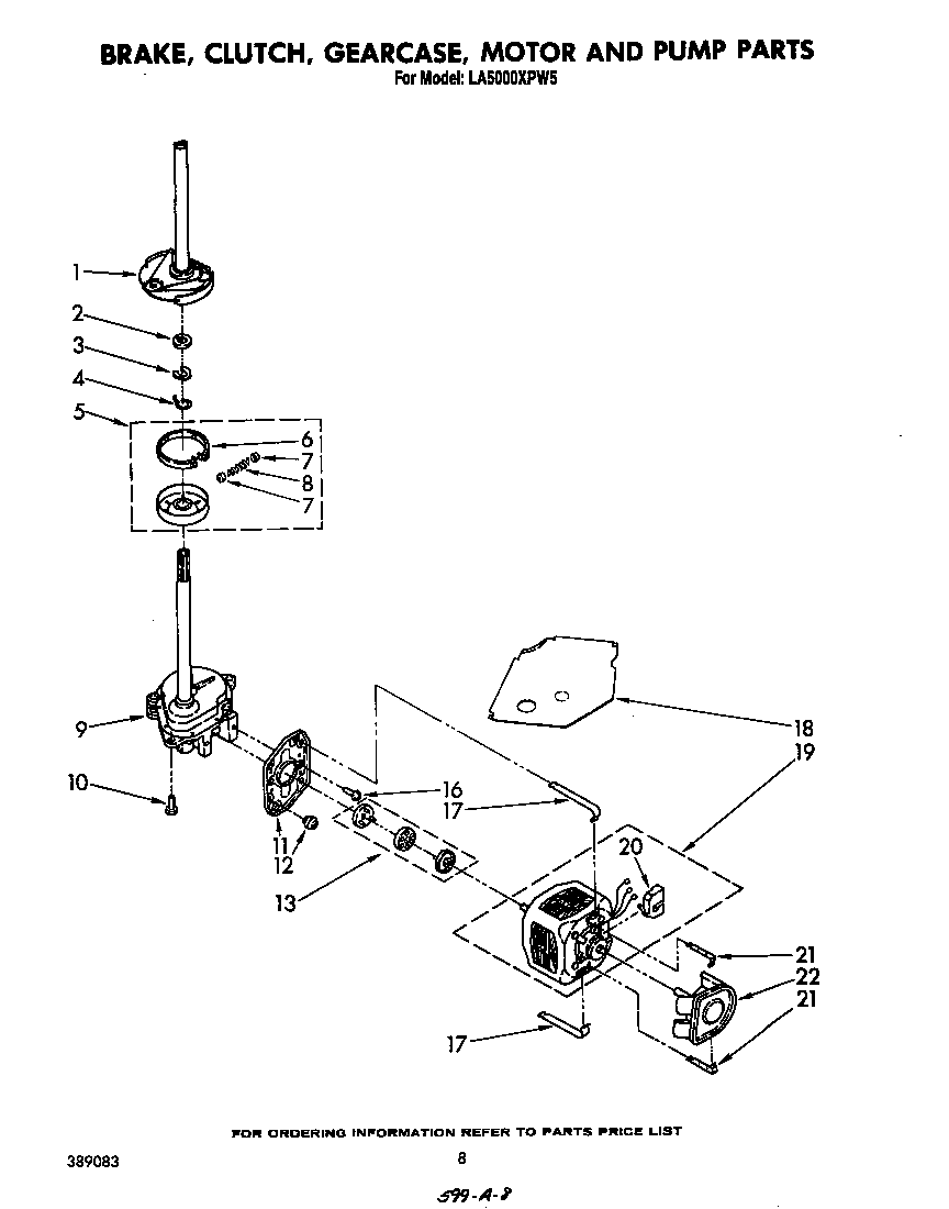 Brake, clutch, gearcase, motor and pump