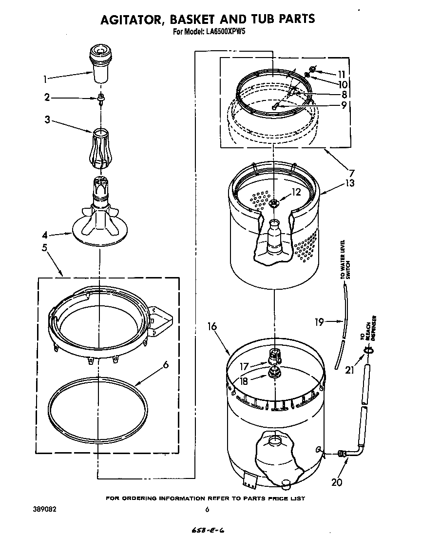 AGITATOR, BASKET AND TUB