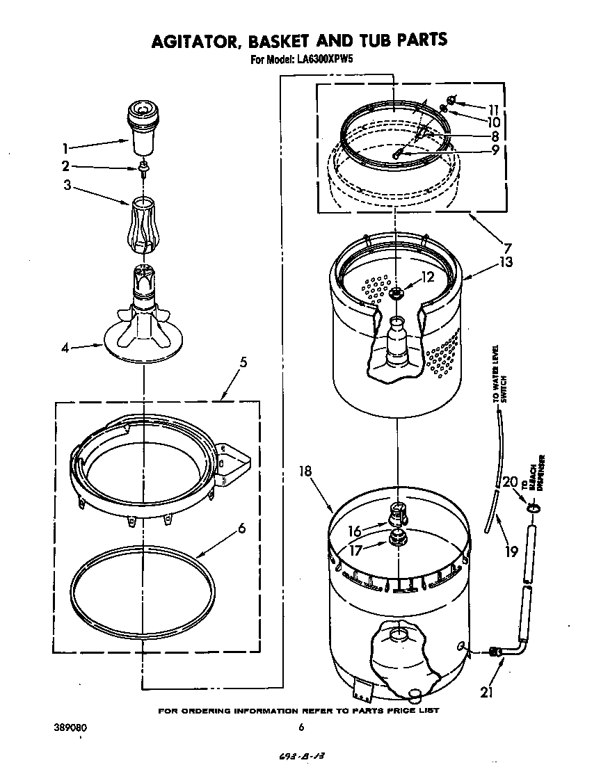 Agitator, basket and tub