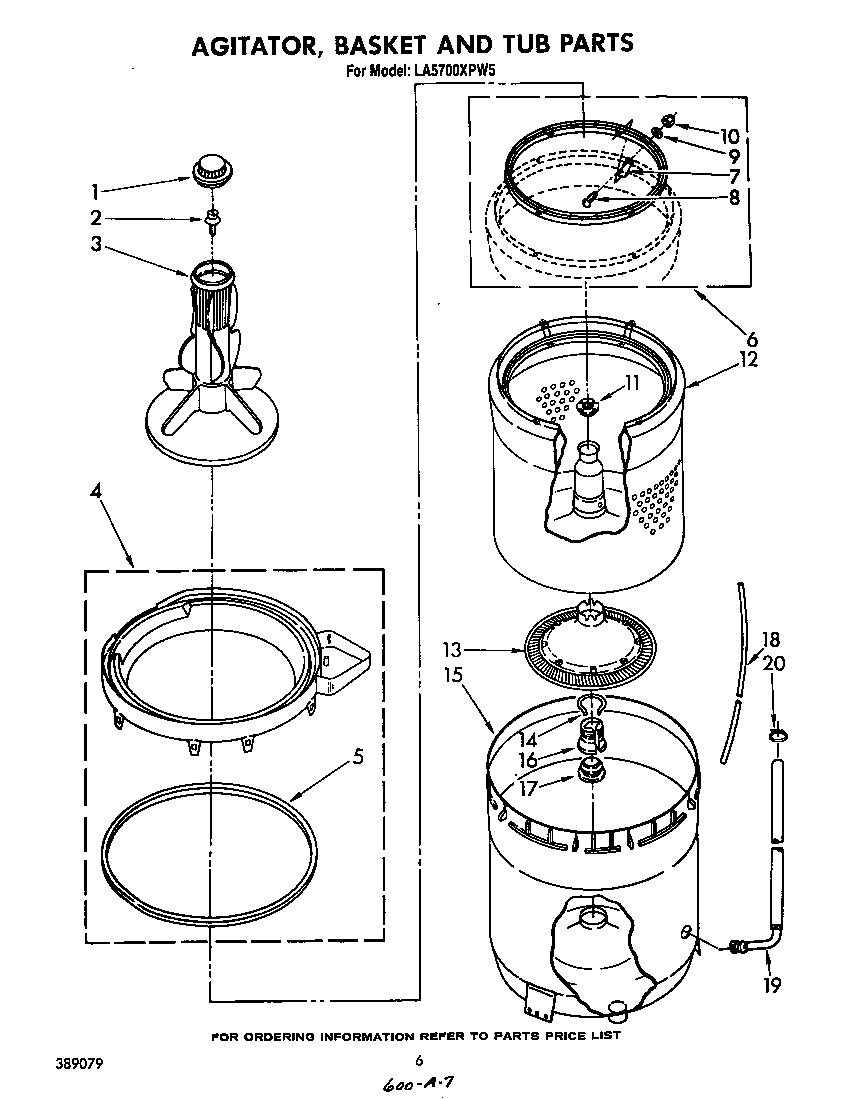 AGITATOR, BASKET AND TUB