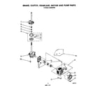 Whirlpool LA5600XPW5 brake, clutch, gearcase, motor and pump diagram