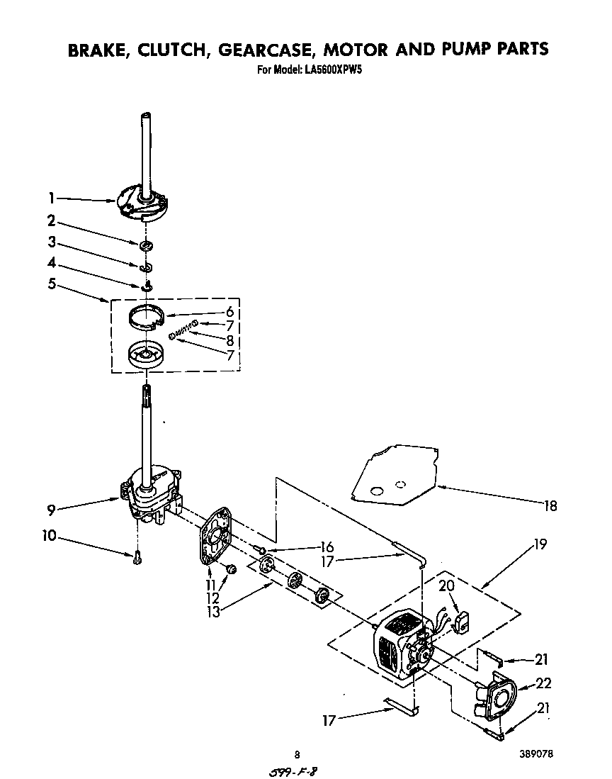 Brake, clutch, gearcase, motor and pump