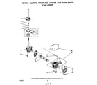 Whirlpool LA5530XPW5 brake, clutch, gearcase, motor and pump diagram