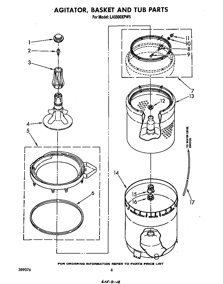 AGITATOR, BASKET, AND TUB