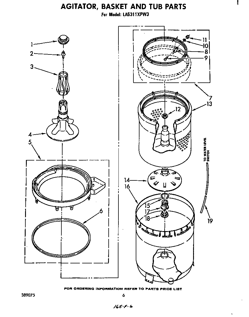 AGITATOR, BASKET AND TUB