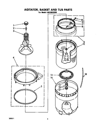 Agitator, basket and tub