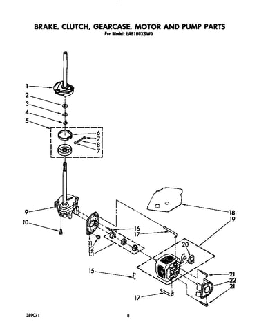Brake, clutch, gearcase, motor and pump