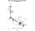Whirlpool LA5591XPW3 brake, clutch, gearcase, motor, pump diagram