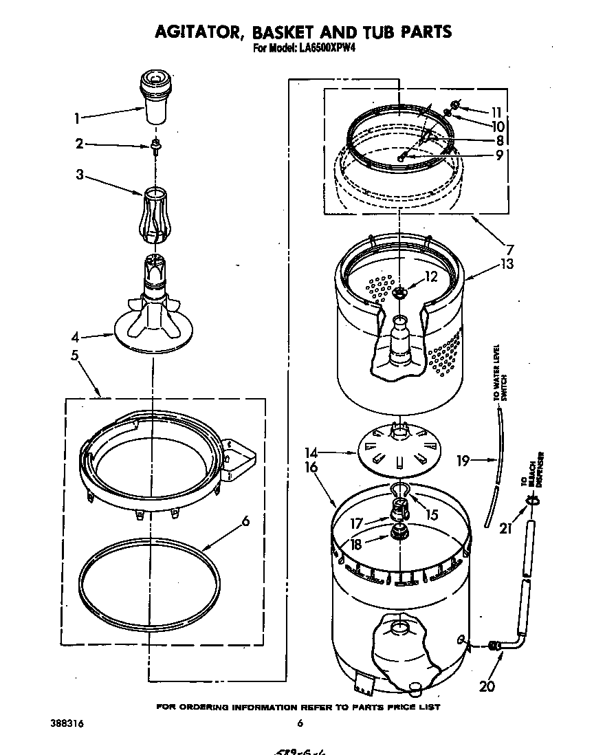 AGITATOR, BASKET AND TUB