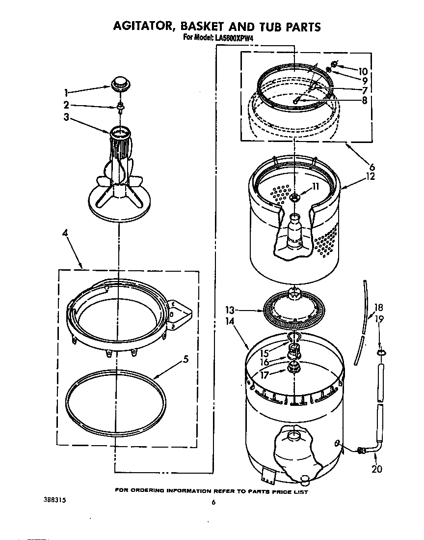 AGITATOR, BASKET AND TUB