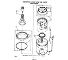 Whirlpool LA7700XPW4 agitator, basket and tub diagram