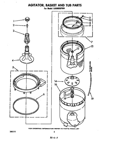 Agitator, basket, tub
