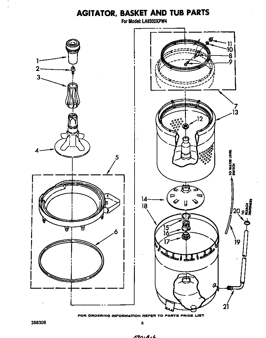 AGITATOR, BASKET AND TUB