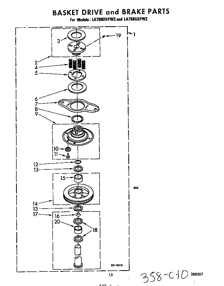 Basket drive and brake