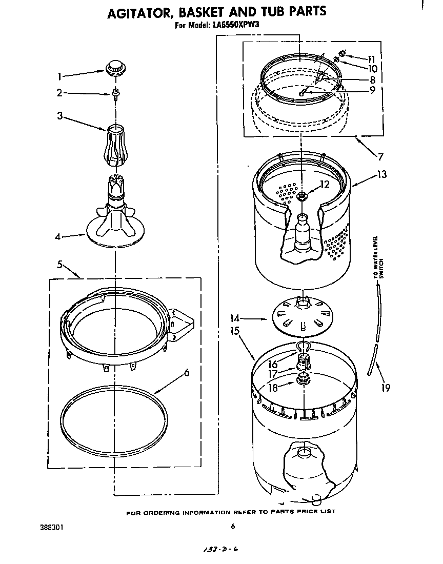 AGITATOR, BASKET AND TUB