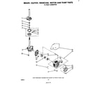 Whirlpool LA5550XPW3 brake, clutch, gearcase, motor, and pump diagram
