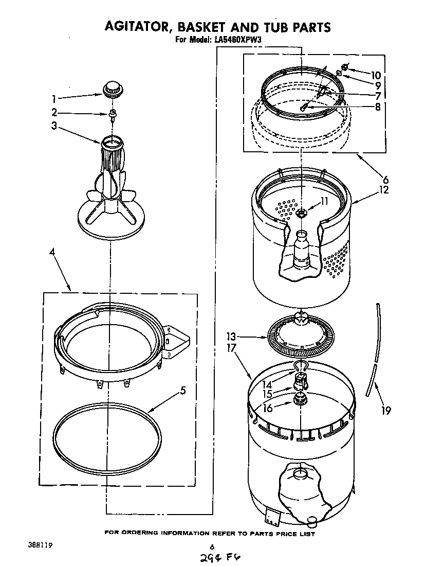 Agitator, basket and tub