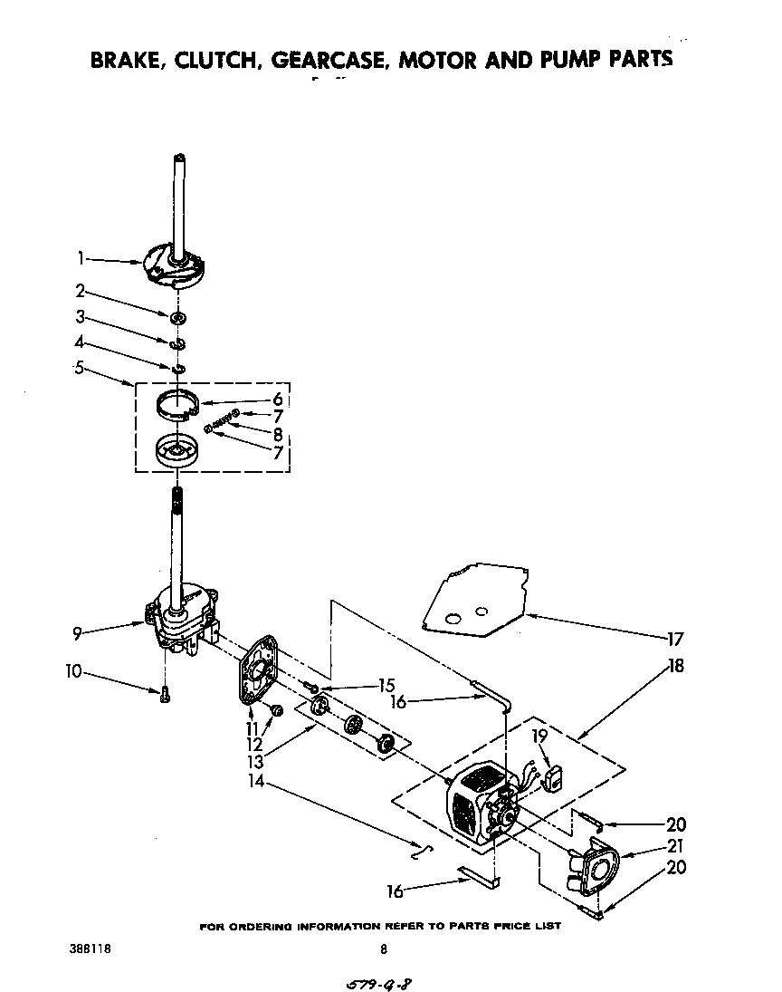 Brake, clutch, gearcase, motor and pump