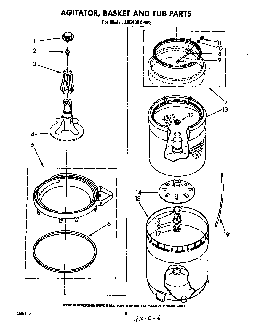 Agitator, basket and tub