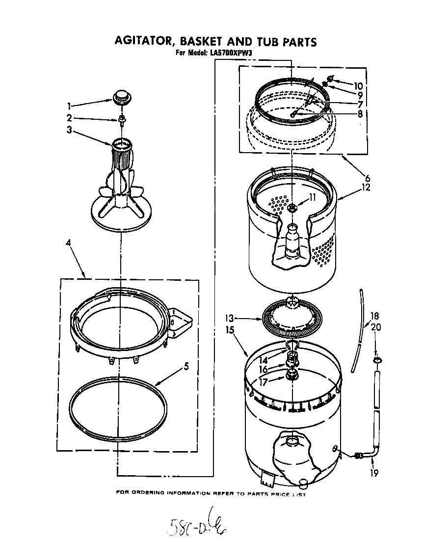 AGITATOR, BASKET AND TUB