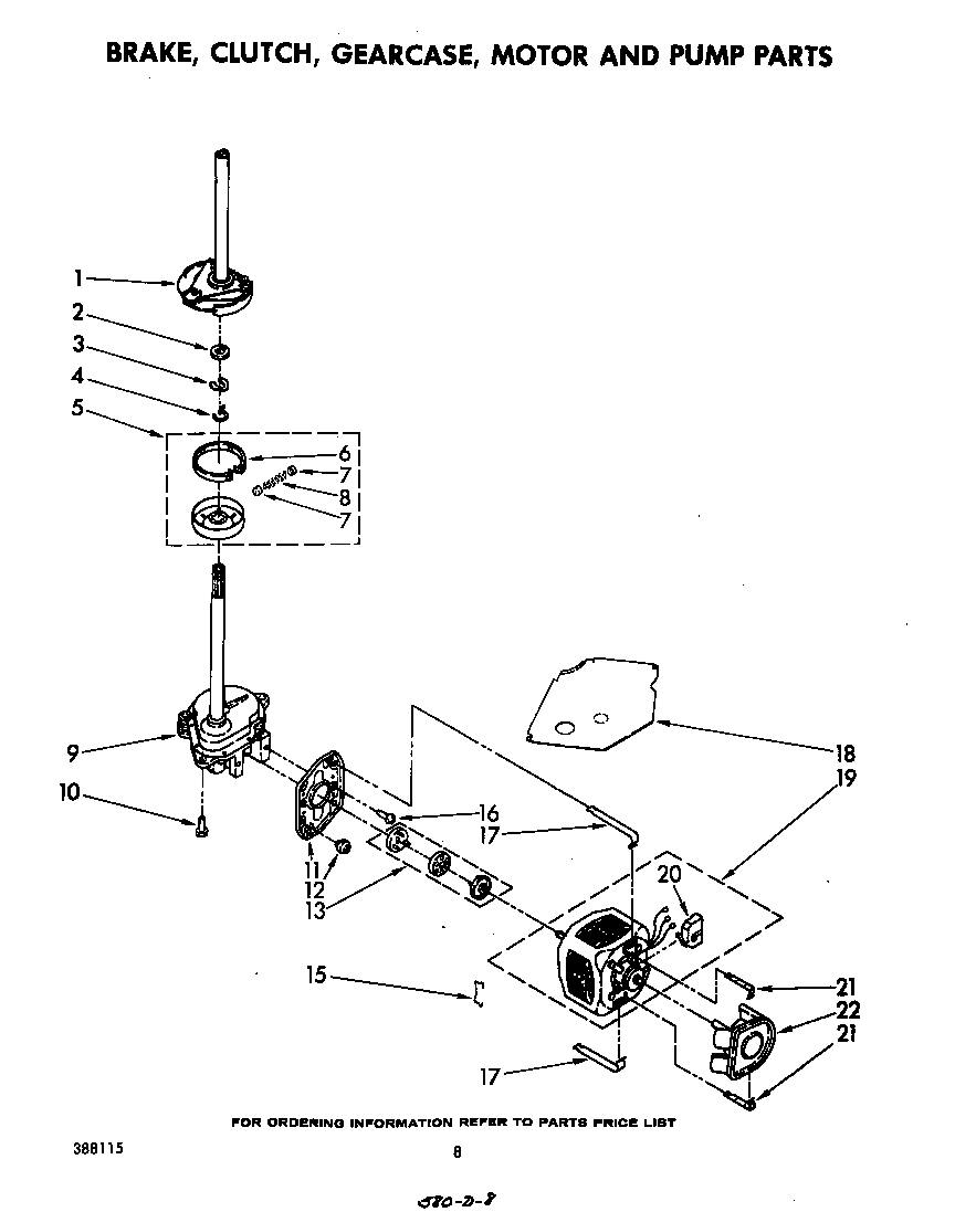 BRAKE, CLUTCH, GEARCASE, MOTOR AND PUMP