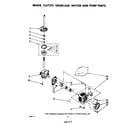 Whirlpool LA5700XPW3 brake, clutch, gearcase, motor and pump diagram